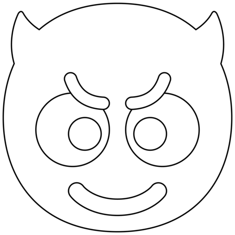 Smiling Face With Horns Emoji Coloring Page